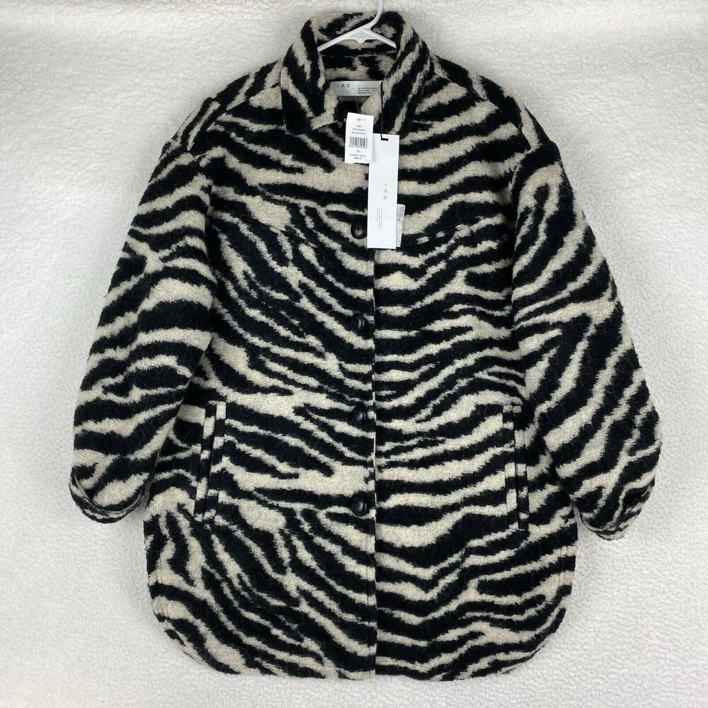 IRO Black and White Zebra Print Coat